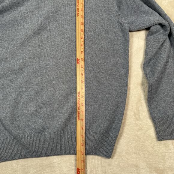 Peter Millar Wool Sweater Men's Size L Blue Cashmere Quarter Zip Pullover Italy - Picture 5 of 7